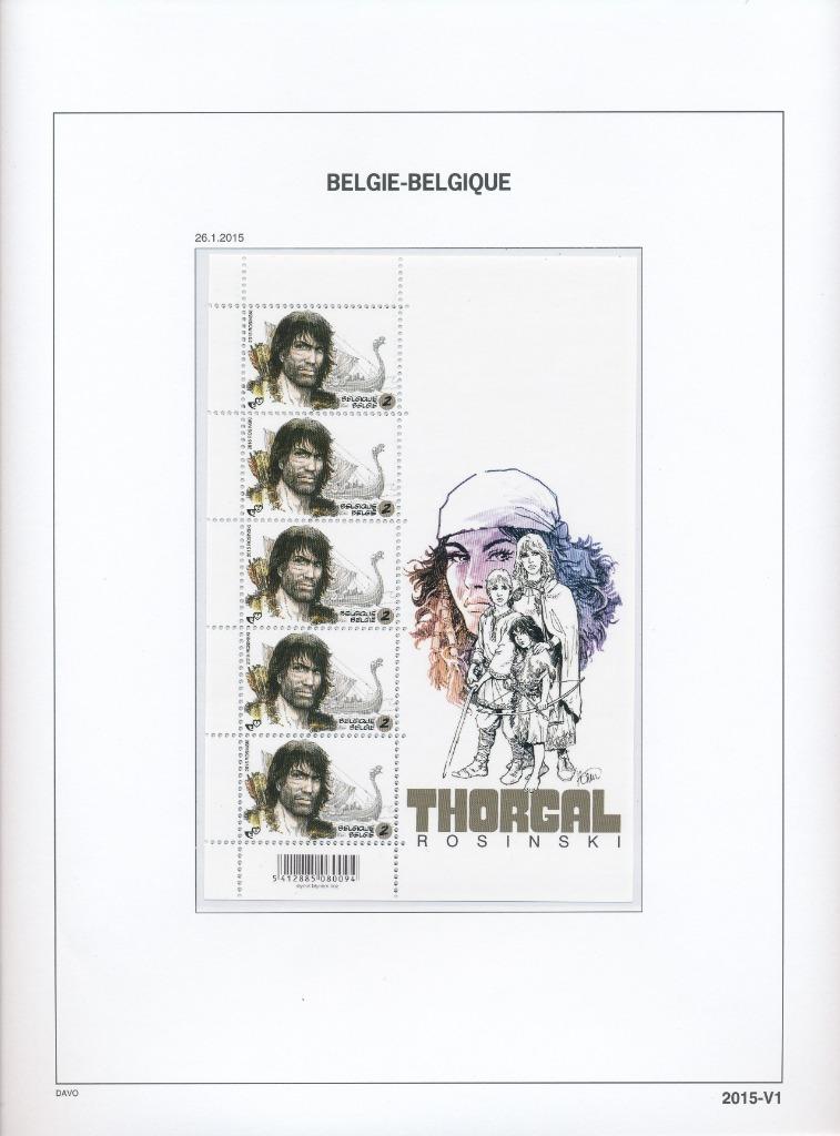 L'année 2015 Belgique supplément 1d, sur DAVO Luxe gratuit, Envoi, Non oblitéré, Neuf