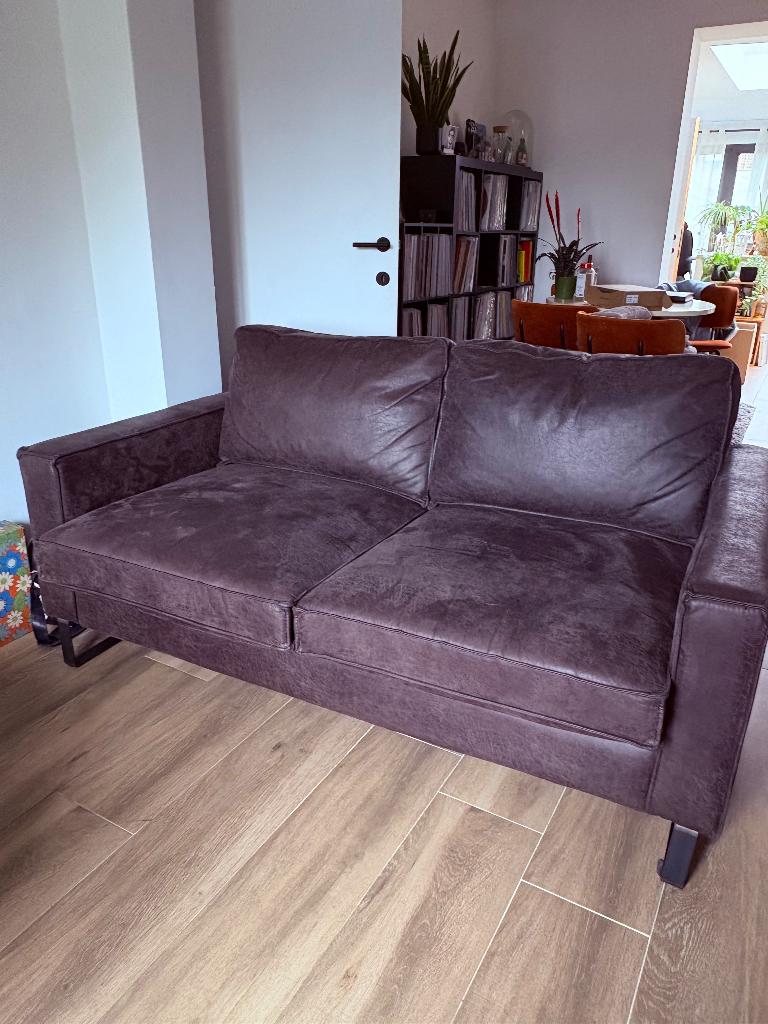 2 zetels - leder (3 en 2 zit), Ophalen, Zo goed als nieuw, Rechte bank, Leer