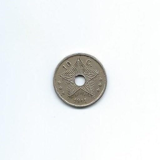 Belgisch Congo, 10 Centimes 1911., Ophalen of Verzenden, Overige landen, Losse munt
