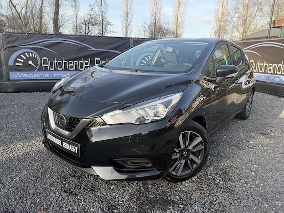 Nissan Micra 1.0i, 2018, 83.000km, Airco, CarPlay + 12m Gara, Auto's, Nissan, Zwart, Zwart, Onderhoudsboekje, ABS