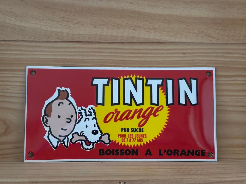 Geëmailleerde plaat van Kuifje, Ophalen of Verzenden