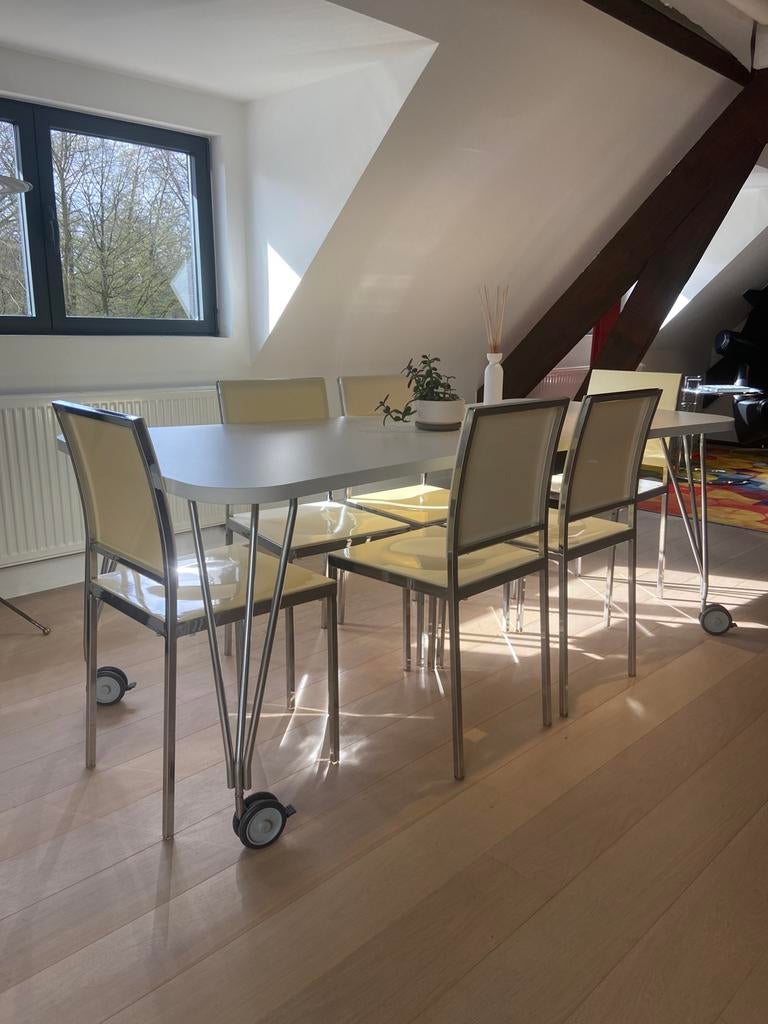 Ensemble de 6 chaises de salle à manger-metal et plastique, Jardin & Terrasse, Enlèvement, Utilisé, Plastique