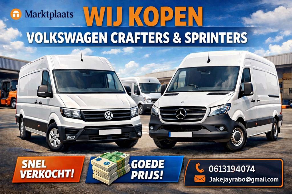 Inkoop Crafter & Sprinter – Snel Verkocht!, Auto's, Bestelwagens en Lichte vracht, Volkswagen, Diesel, Handgeschakeld, Ophalen