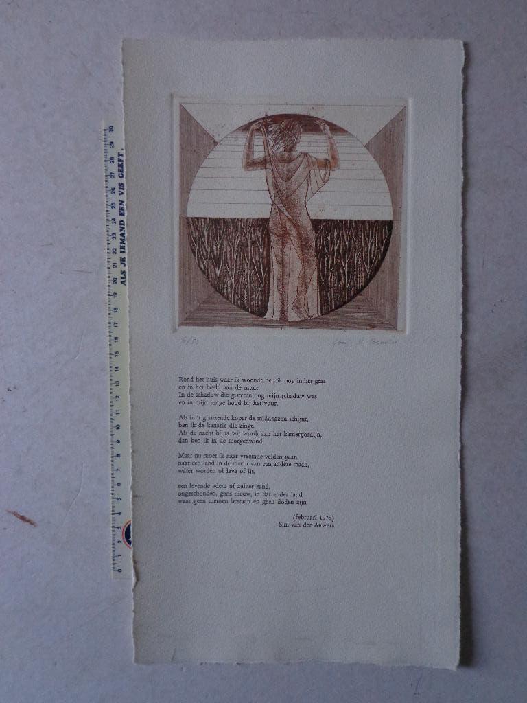 ets van Jozef W. Cornelis "Schaars geklede staande vrouw", Antiek en Kunst, Ophalen of Verzenden