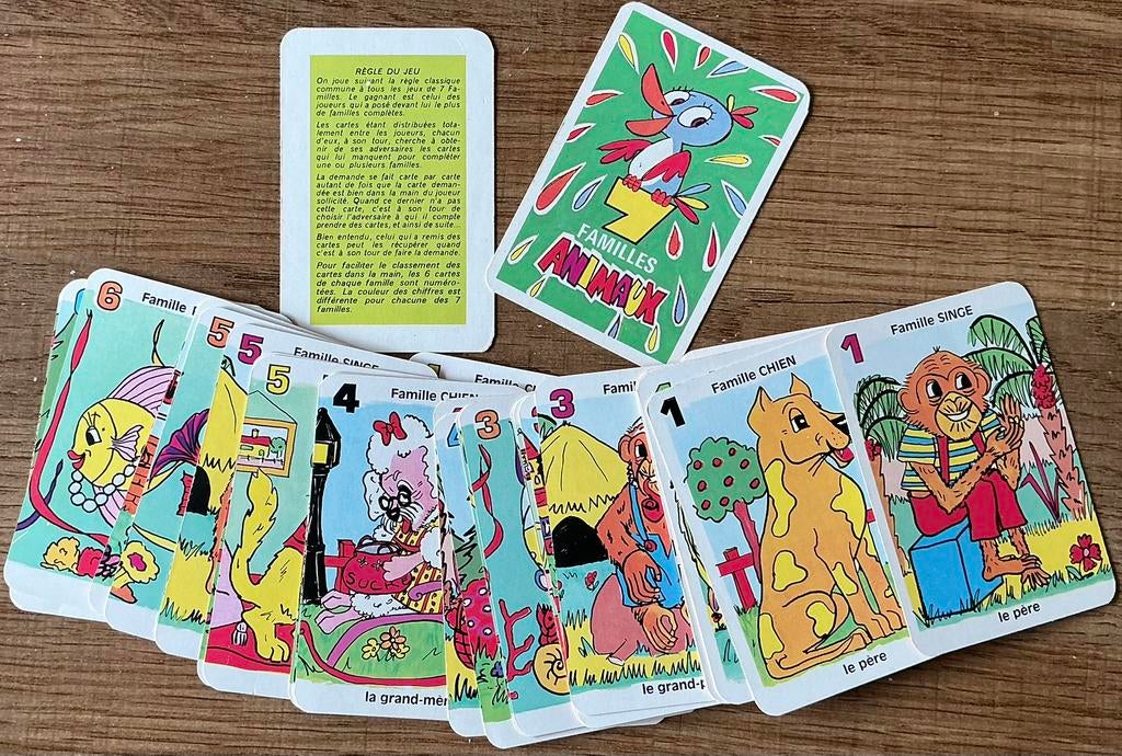 Oud kwartetspel 7 FAMILLES ANIMAUX, Ophalen of Verzenden, Zo goed als nieuw, Kwartet(ten)