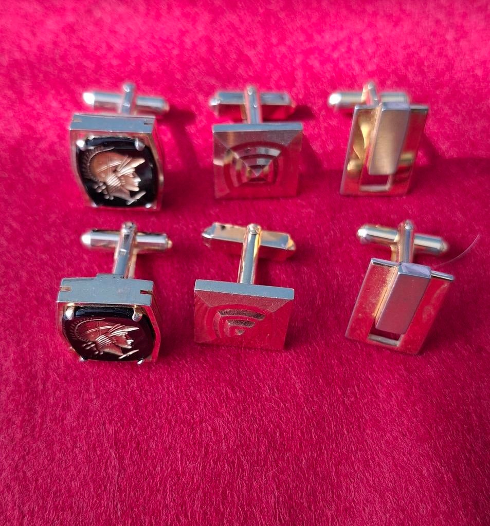 Set van 3 paar manchetknopen, Handtassen en Accessoires, Manchetknopen, Ophalen of Verzenden, Gebruikt, Overige materialen, Verguld