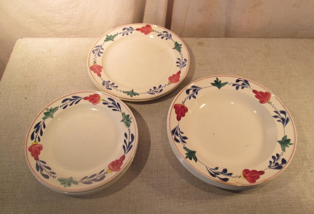 11 Oude Keramieke Borden - Boch Boerenbont, Ophalen of Verzenden