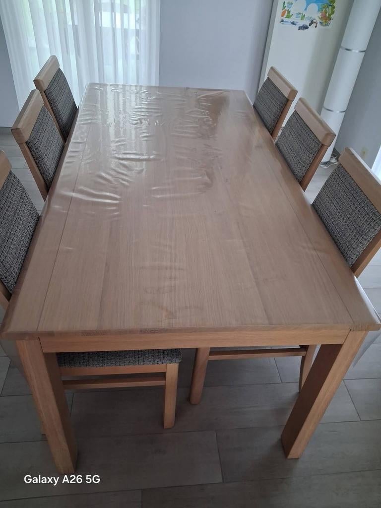 Eiken eettafel met 6 bijpassende stoelen, Enlèvement