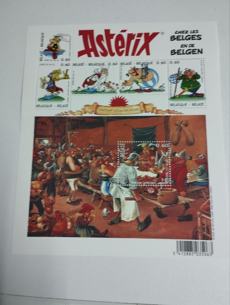 Een postzegelvel over Asterix kleur verschillende kleuren, Timbres & Monnaies, Timbres | Europe | Belgique, Enlèvement