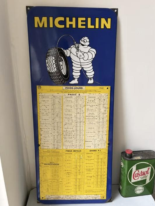 Originele emaille michelin 1966, Verzamelen, Merken en Reclamevoorwerpen, Gebruikt, Reclamebord, Ophalen
