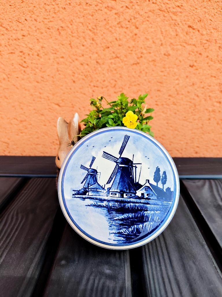 Beau pot bleu de Delft avec un paysage de moulin, Collections, Porcelaine, Cristal & Couverts, Enlèvement ou Envoi, Comme neuf