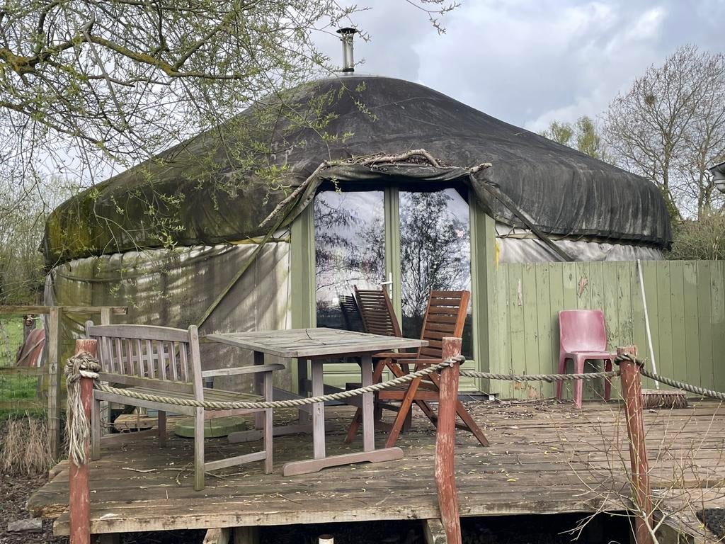 Grote yurt, doormeter 8 m, Caravans en Kamperen, Ophalen, Gebruikt, Tot en met 4