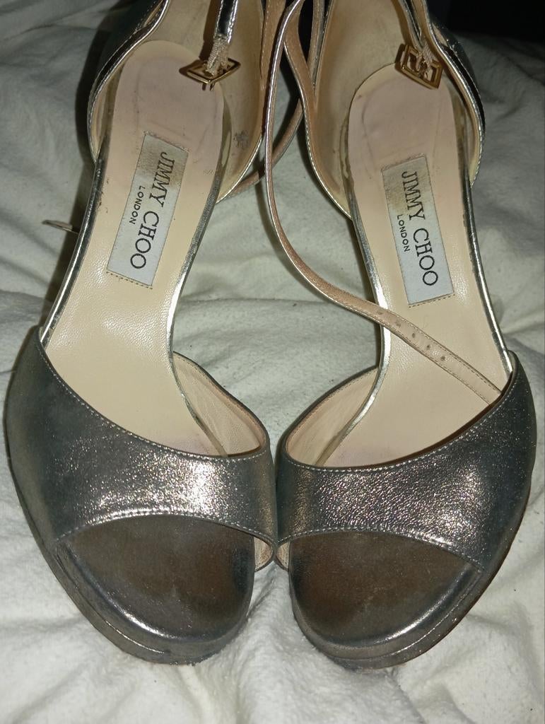 Jimmy Choo London - muiltjes met hoge hak in metaalkleur, 38, Kleding | Dames, Schoenen, Ophalen of Verzenden