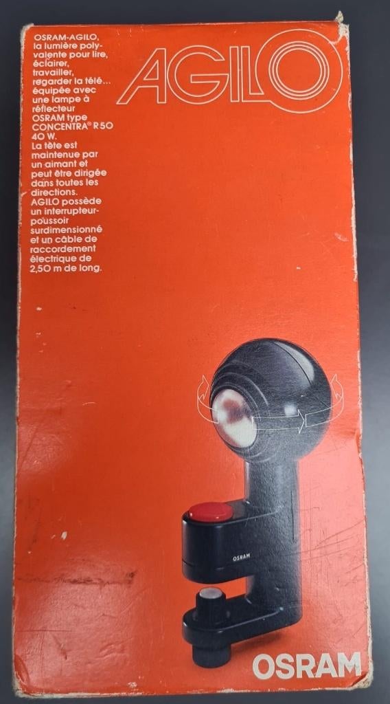 Lampe Osram Concentra R 50 Agilo, noire, avec boîtier, Antiquités & Art, Enlèvement ou Envoi