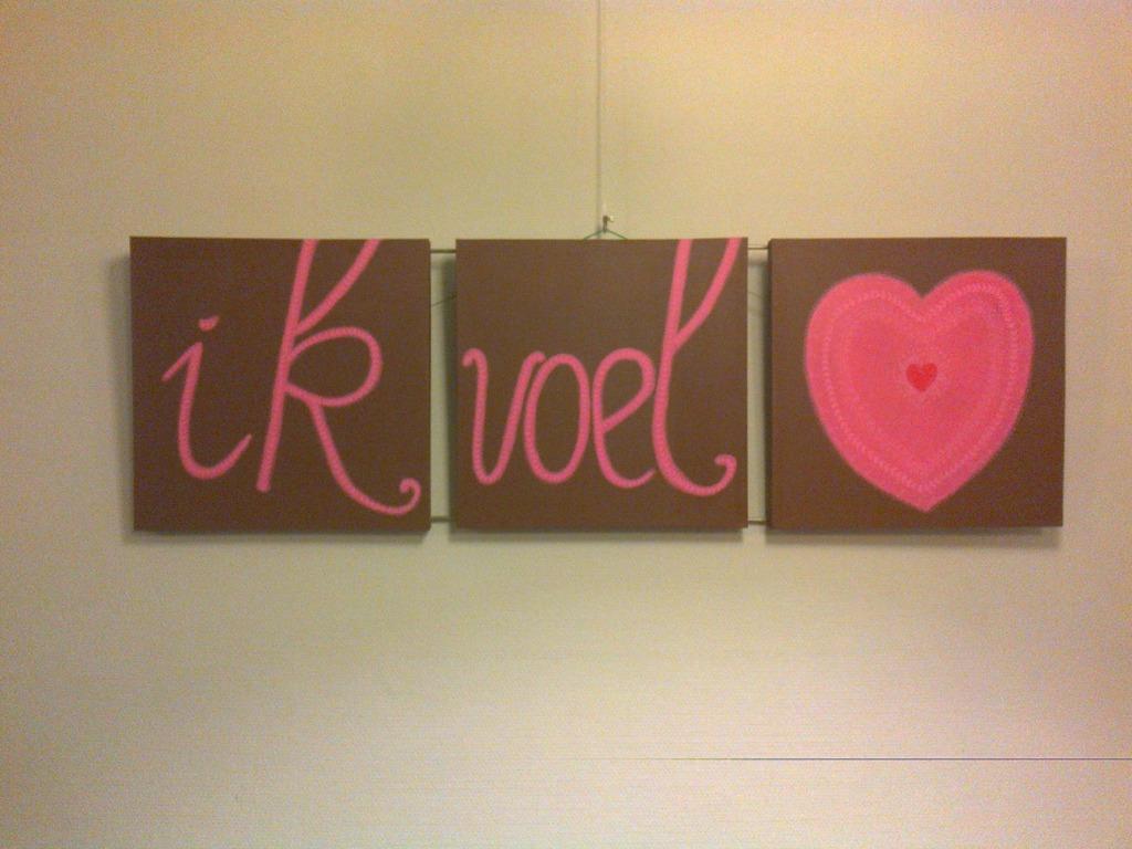 Acryl tekst schilderij 3-luik, Ophalen