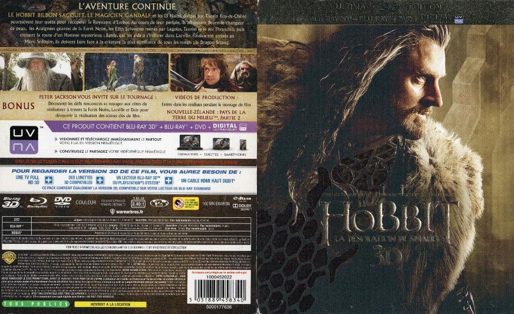 the desolation of smaug (2 blu-ray 3D+2 blu-ray+dvd) nieuw, Ophalen of Verzenden, Zo goed als nieuw, Avontuur