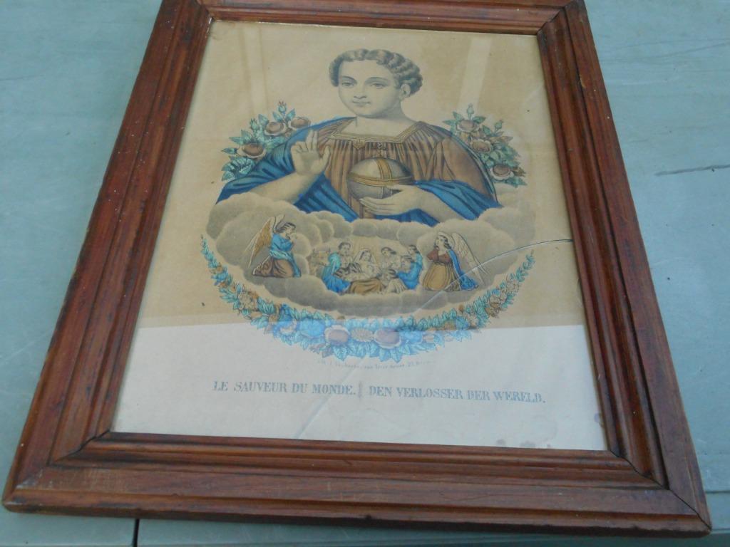 oude kader met Jezus, Antiek en Kunst, Ophalen