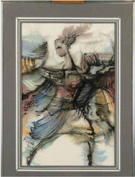 aquarelle Allégorie pour la vie signe andre hupet, Antiquités & Art, Art | Peinture | Classique, Enlèvement ou Envoi