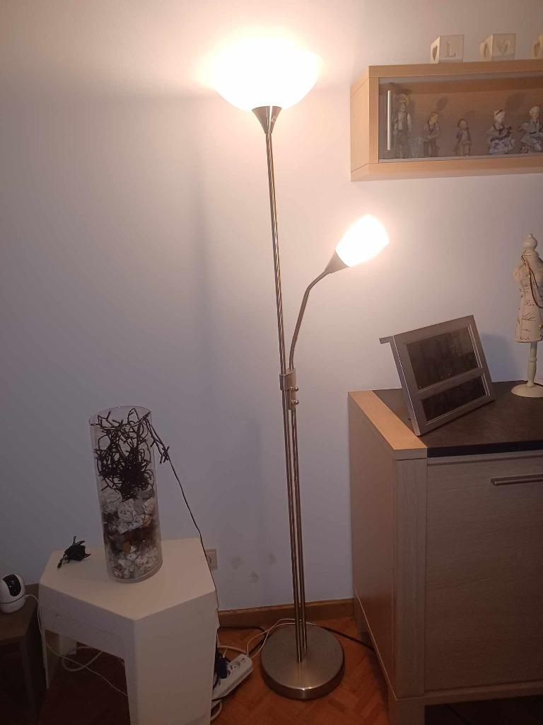 Vloerlamp Uplight New Luna 20W Led met 5W Led leesarm Staal, Ophalen, Gebruikt, Design, Metaal