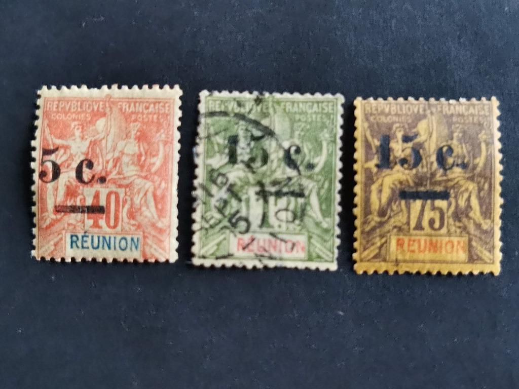 Réunion 1901 - Franse kolonies met opdruk in zwart, Ophalen of Verzenden, Overige landen
