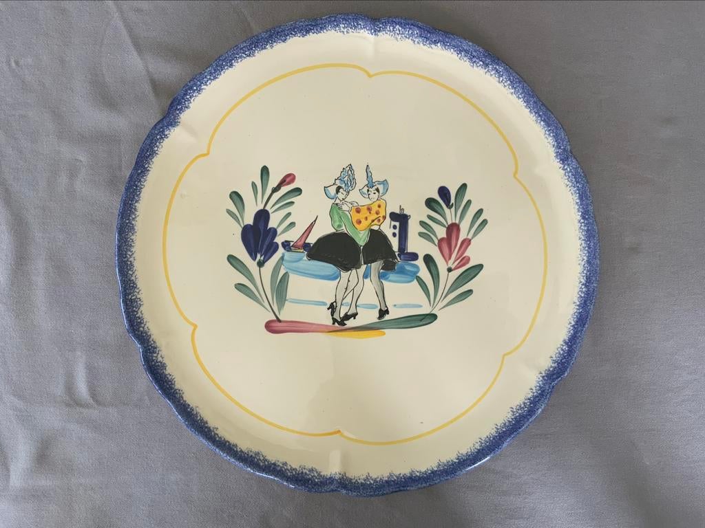 Plat plateau : LES SABLES D’OLONNE Peint main, Antiquités & Art, Enlèvement ou Envoi