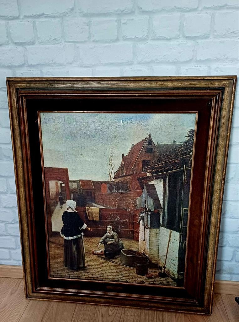 Grand cadre avec une œuvre de Pieter De Hooch, Enlèvement