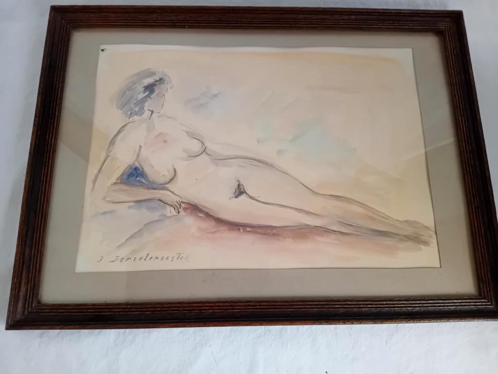Aquarel van J. Demeulemeester, Antiek en Kunst, Ophalen of Verzenden
