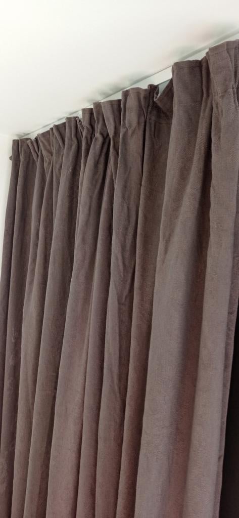 Gordijnen van 2 l van 120 bij  274 cm katoenlinnen, Ophalen, Gebruikt, Grijs, Contemporain chic