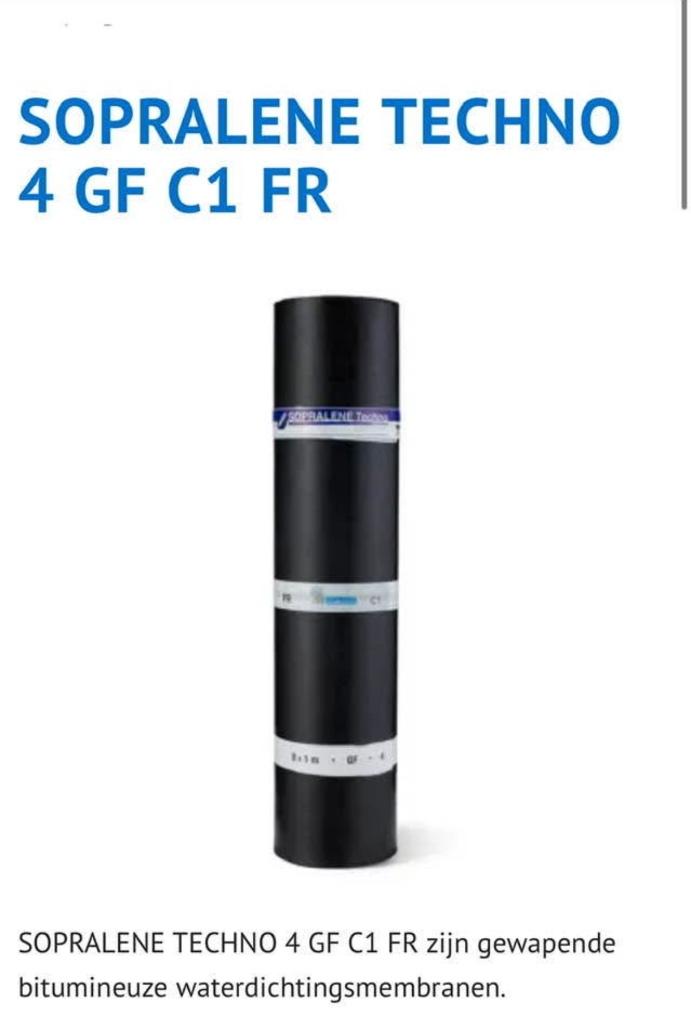 Soprema Sopralene Techno 4AF C1 FR, Doe-het-zelf en Bouw, Ophalen, Kunststof, Zwart, Nieuw