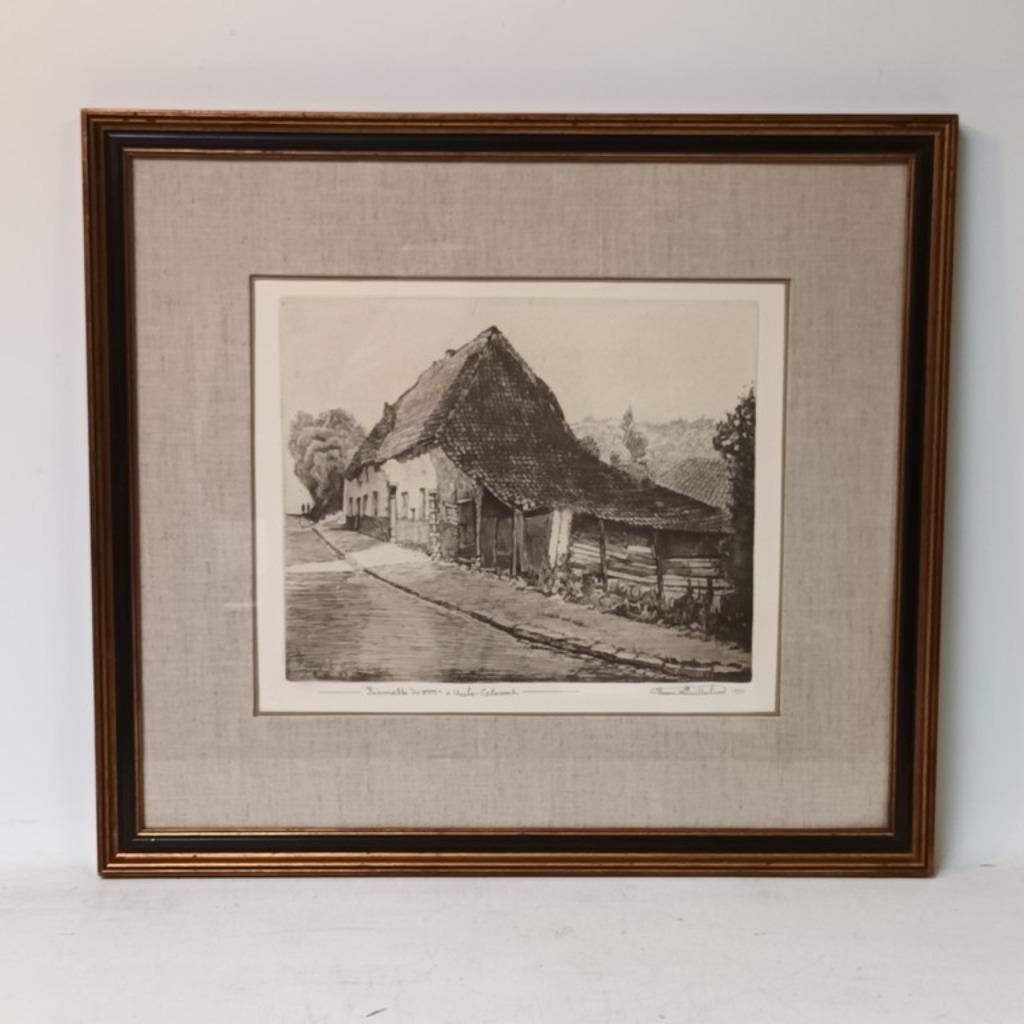 Henri Quittelier (1884-1980) - ets - Fermette du XVII a Uccl, Antiquités & Art, Enlèvement ou Envoi