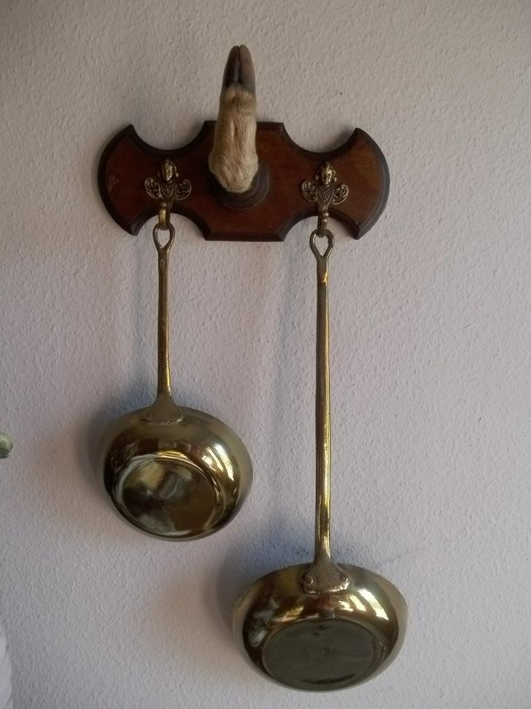 koperen potten en pannen (aan hertenpoot kapstok), Antiek en Kunst, Ophalen of Verzenden