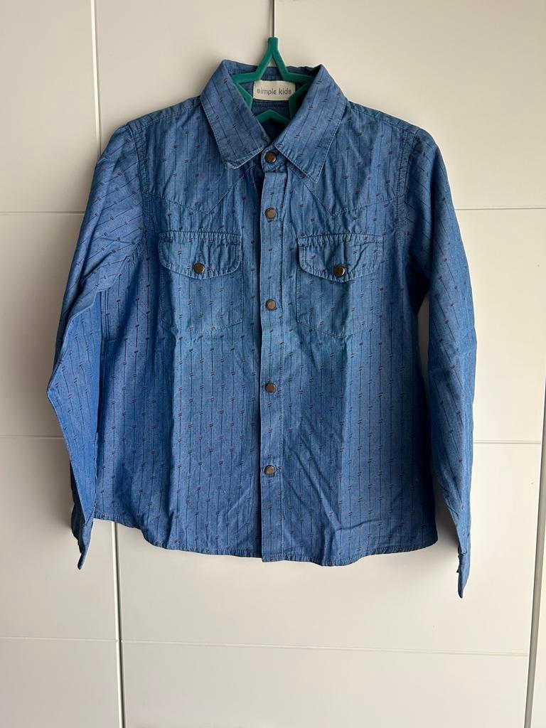 Blauw hemd Simple kids 8 jaar, Kinderen en Baby's, Ophalen of Verzenden, Zo goed als nieuw