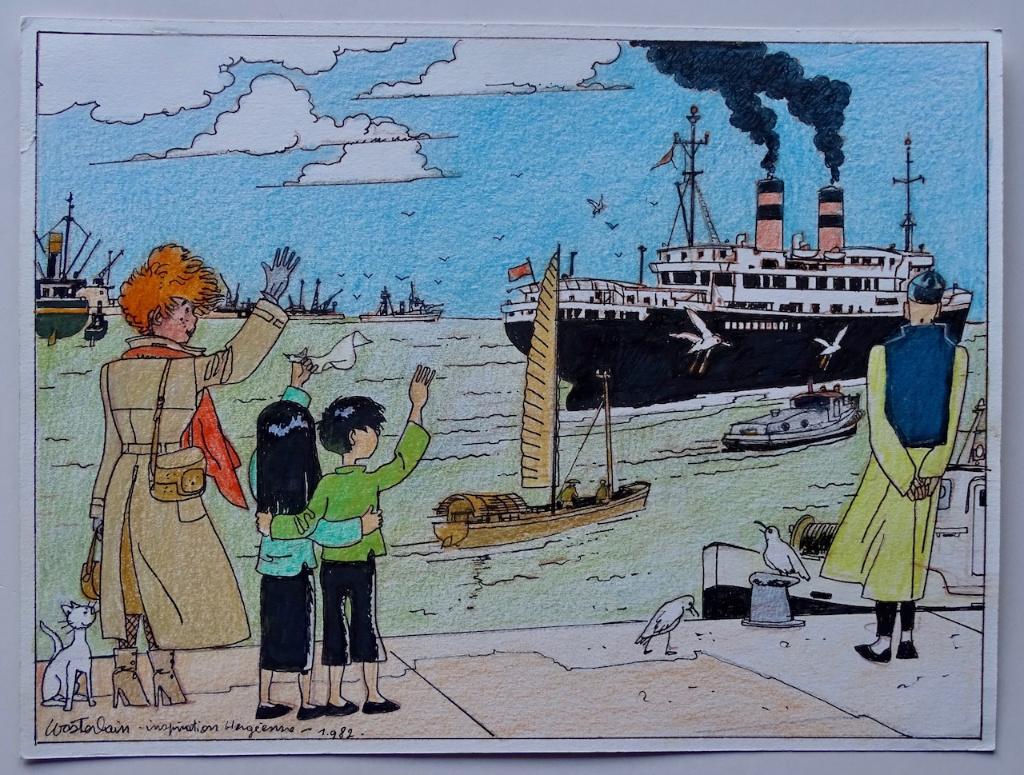 Hommage à Hergé dessin Wasterlain, Livres, Une BD, Comme neuf, Enlèvement, Wasterlain.