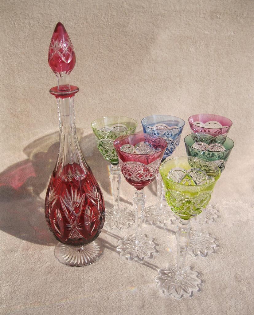 Zes 22cm hoge Verrept glazen Val Saint Lambert., Enlèvement