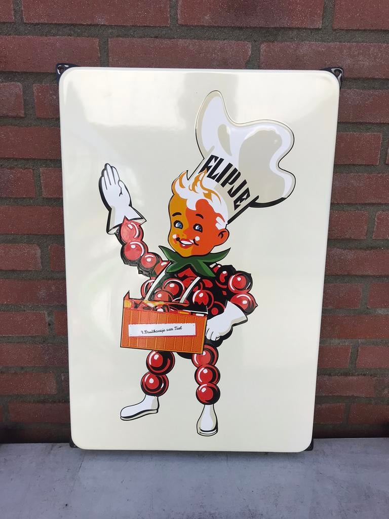 Flipje Tiel emaille reclamebord, Ophalen of Verzenden, Zo goed als nieuw, Reclamebord