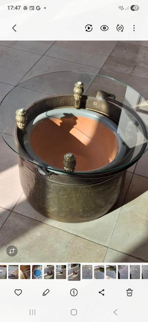 Table à marmite/salon en cuivre avec jardinière intégrée, Enlèvement