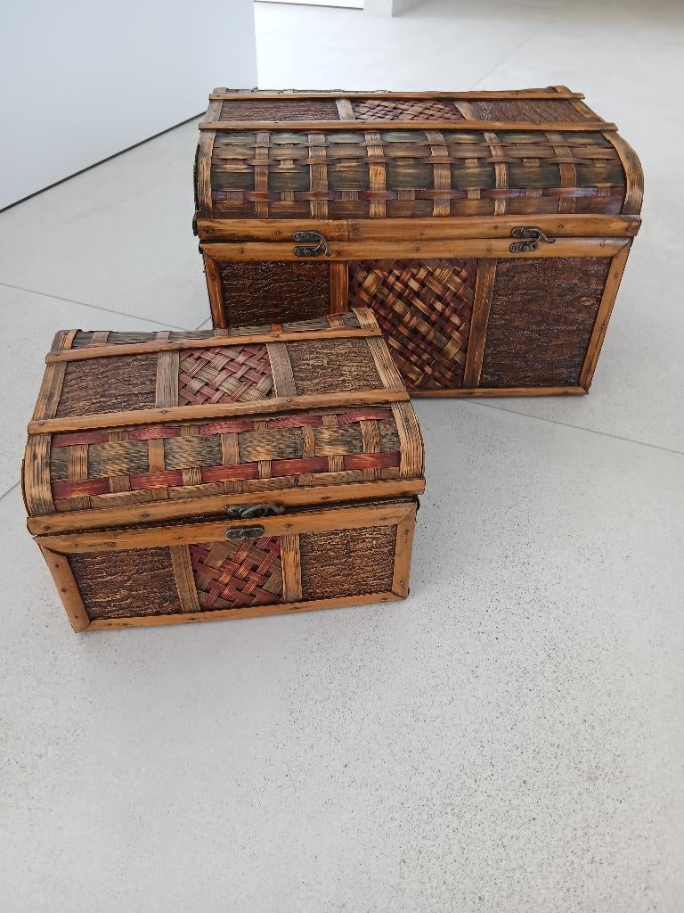 2x rieten decoratie kistjes., Ophalen, Gebruikt, Overige materialen