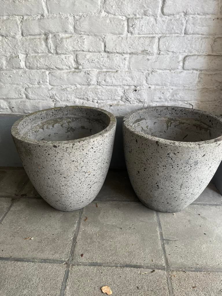 Supermooie grijze stenen bloembakken, Tuin en Terras, Ophalen, Gebruikt, Steen