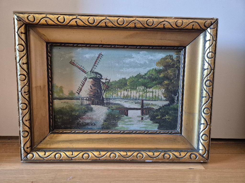 Molen op doek olieverf schilderij Pieters, Antiek en Kunst, Kunst | Schilderijen | Klassiek, Ophalen