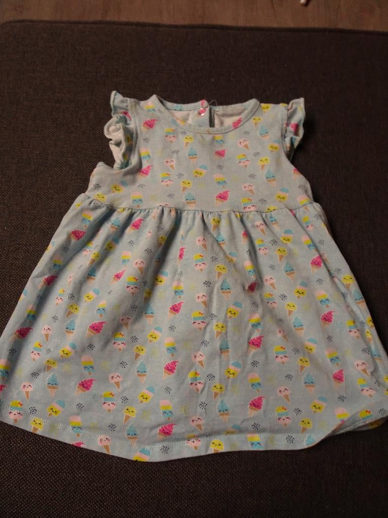 Robe bleu clair à motif de crème glacée - taille 68, Enlèvement ou Envoi, Comme neuf, Fille, Robe ou Jupe
