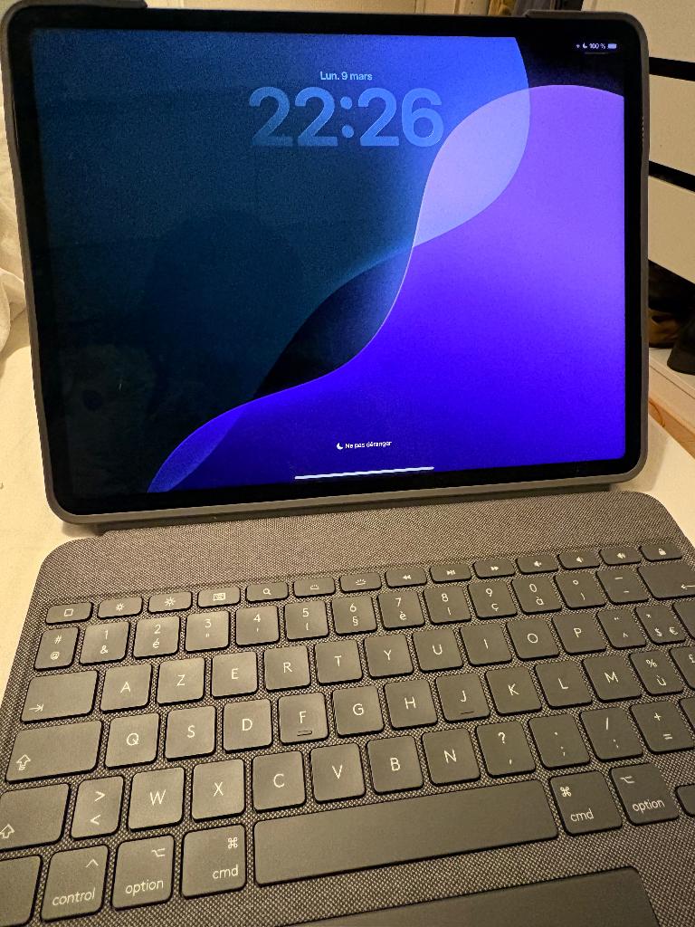 iPad Pro 12,9 256 Go + clavier Logitech + Apple Pencil, Informatique & Logiciels, Gris, 12 pouces, Comme neuf, Enlèvement
