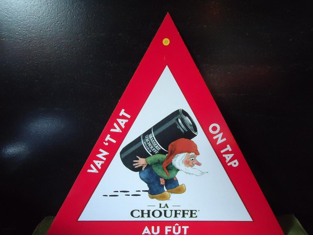 Br.d' Achouffe :La Chouffe  au fût reclame pvc, Verzamelen, Ophalen of Verzenden, Nieuw, Reclamebord, Plaat of Schild, Duvel