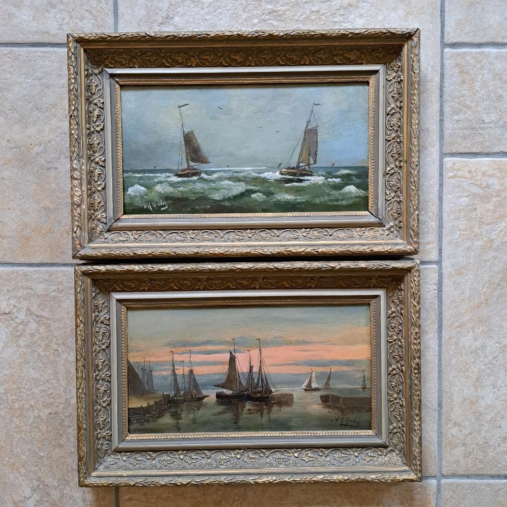 Paire de tableaux marines signées, Antiquités & Art, Enlèvement