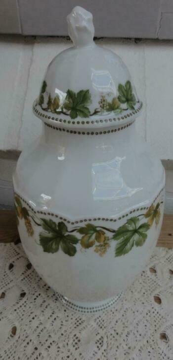 SALE porseleinen vaas / pot / kruik / urn , druiven ranken, Ophalen of Verzenden