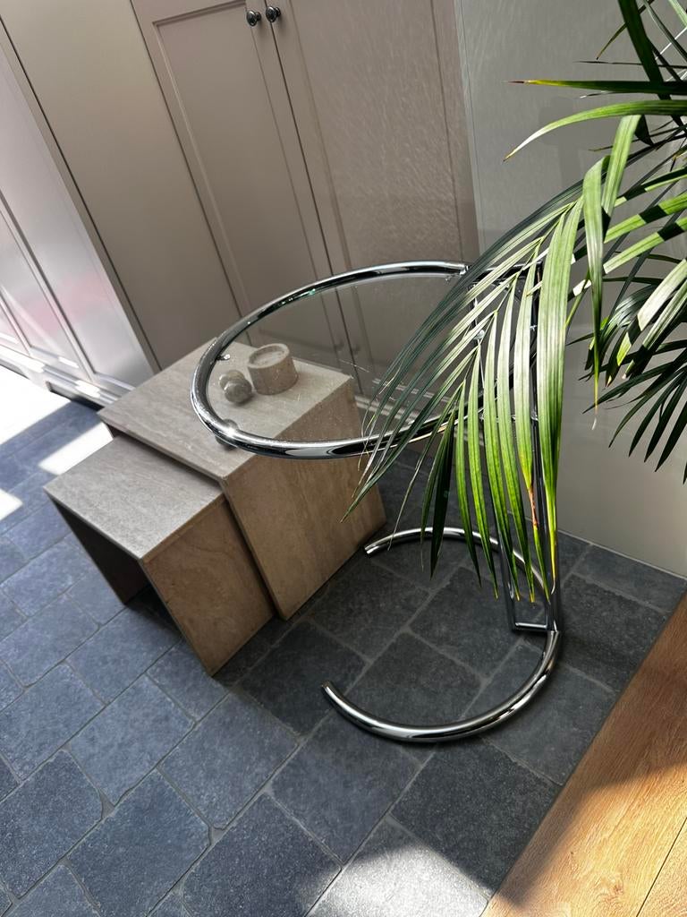 Twee vintage Travertin Bijzettafels , salontafel, Ophalen