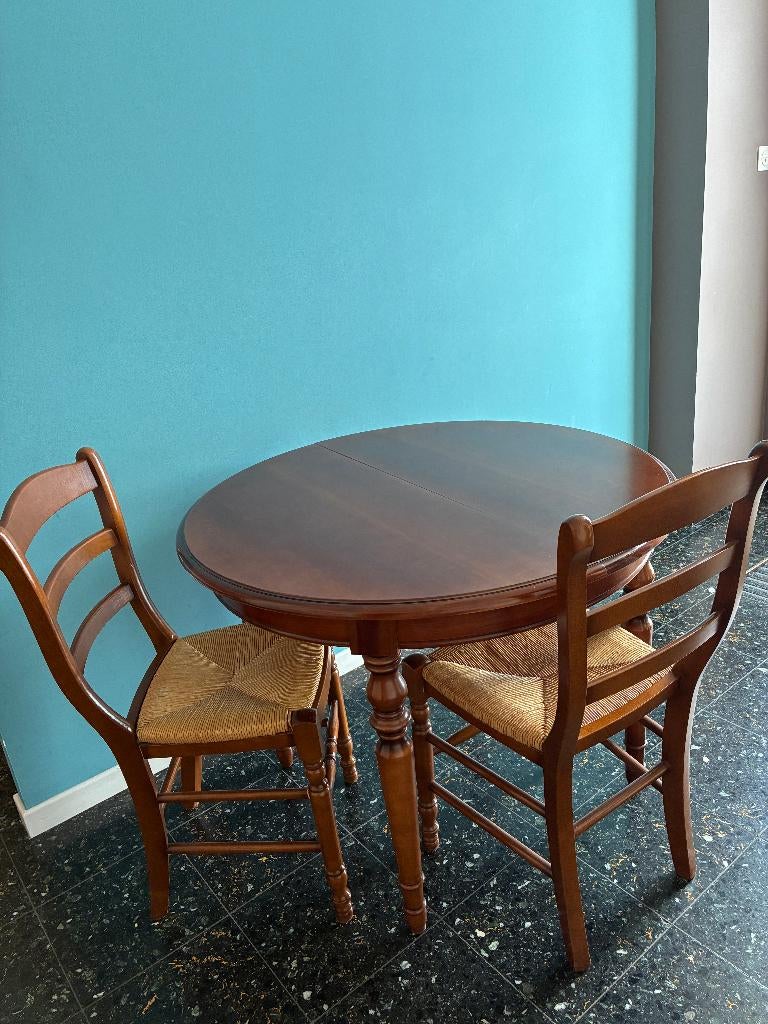 Table de salle à manger extensible et chaises, Maison & Meubles, Tables | Tables à manger, Comme neuf, Merisier - Louis Philippe