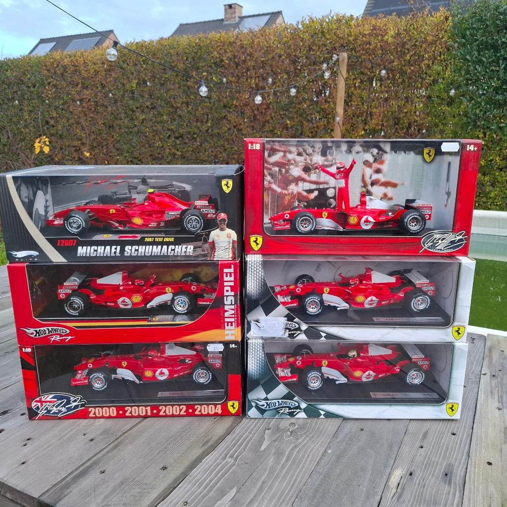 6 x 1/18 Hot Wheels Formula 1 Ferrari, Ophalen of Verzenden, Nieuw, Auto, Hot Wheels