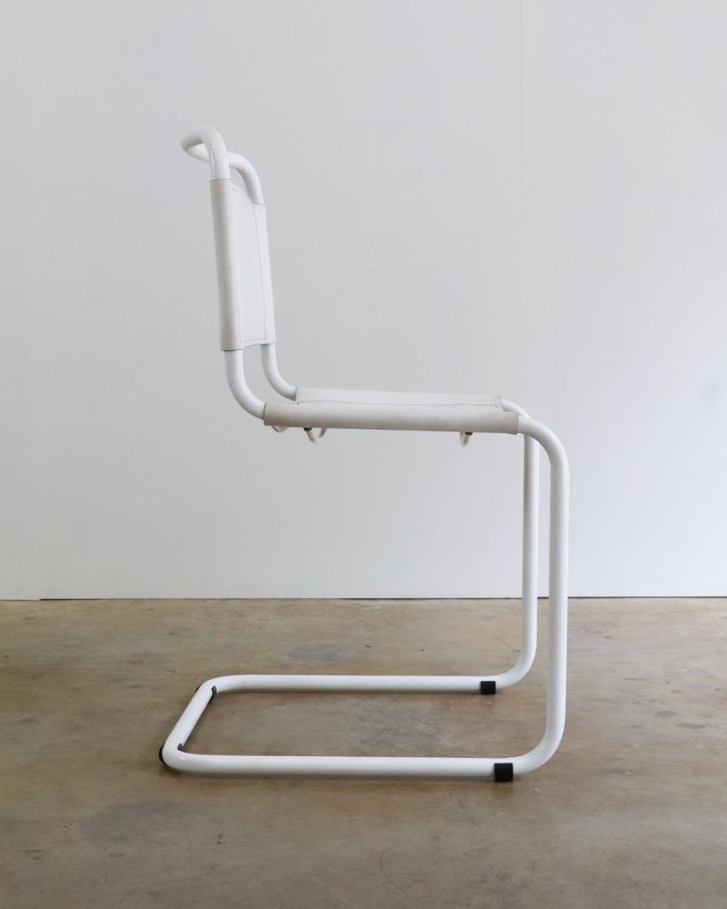6x vintage leren buisframe stoelen Thonet S33 stijl, Huis en Inrichting, Stoelen, Ophalen, Gebruikt, Wit, Modern vintage design