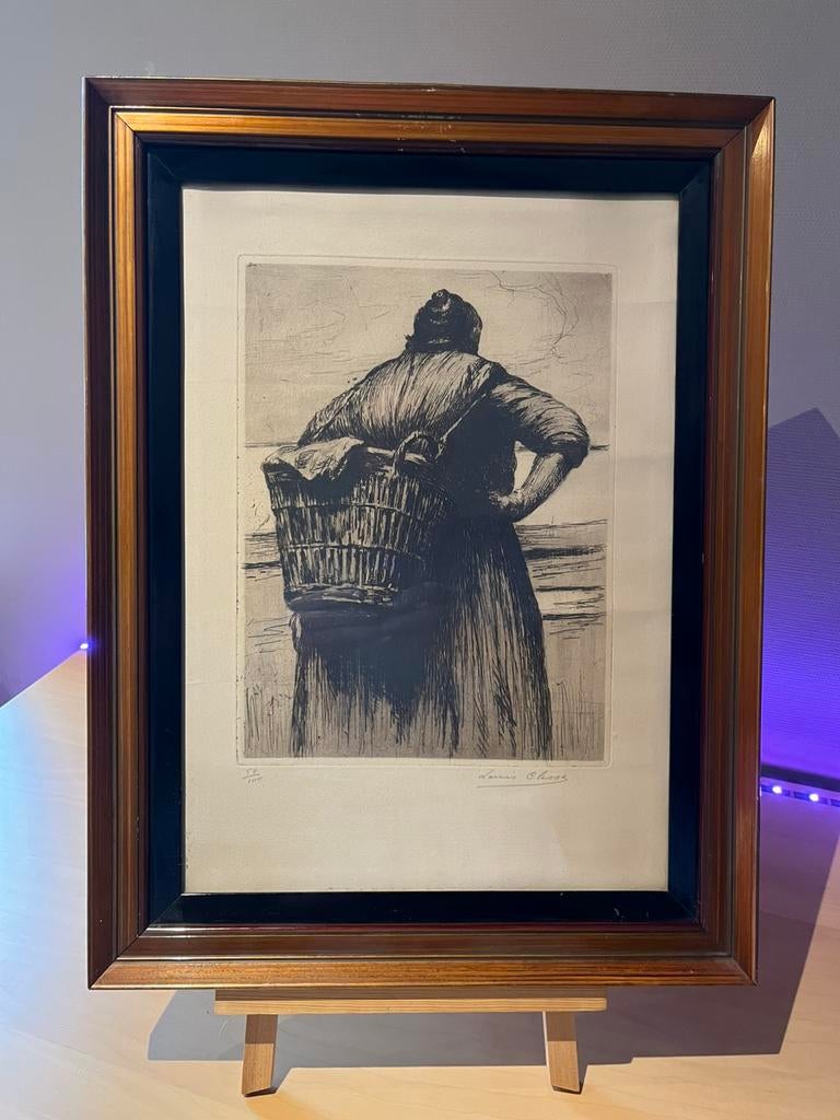 Gravure dame avec panier, Enlèvement