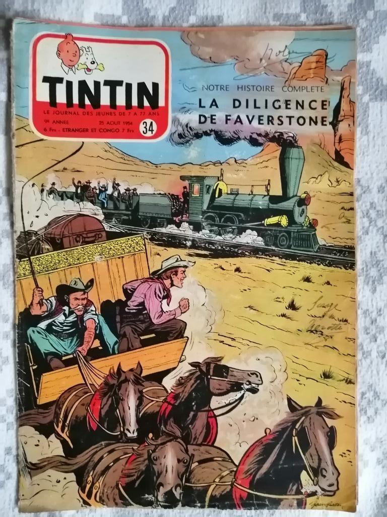 Journal de TINTIN édition Belge n34 - 25 aout 1954, Collections, Enlèvement ou Envoi, Journal ou Magazine